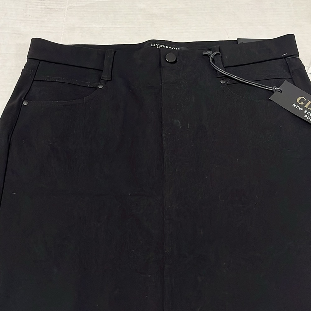 Liverpool Los Angeles Glider Pull-on Black Stretch Denim Skirt NWT - Picture 2 of 5